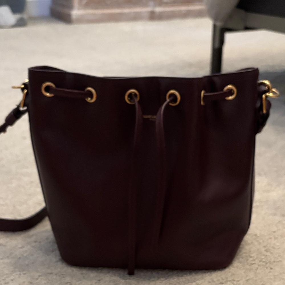 Saint Laurent Burgundy Shoulder Bag with Gold Accents - Picture 5 of 7